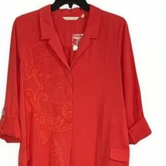 Soft Surroundings Tencel Weekender Relaxed Fit Shirt Dress Coral NWT XS - Picture 6 of 13